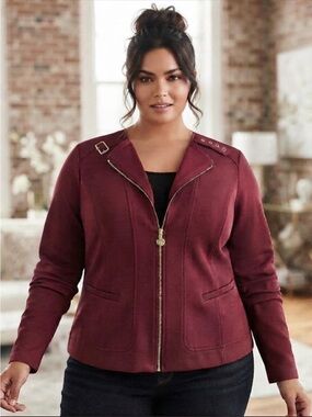 torrid NWT Burgundy Ponte Moto Zip Jacket